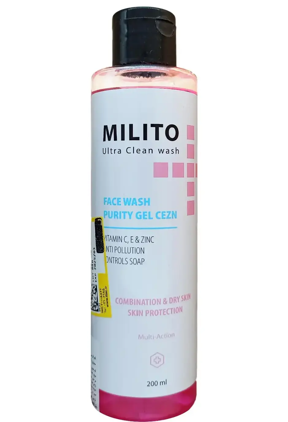 27929-2-3 ژل شستشو صورت پوست مختلط تا خشک میلیتو 200ml - Image 1